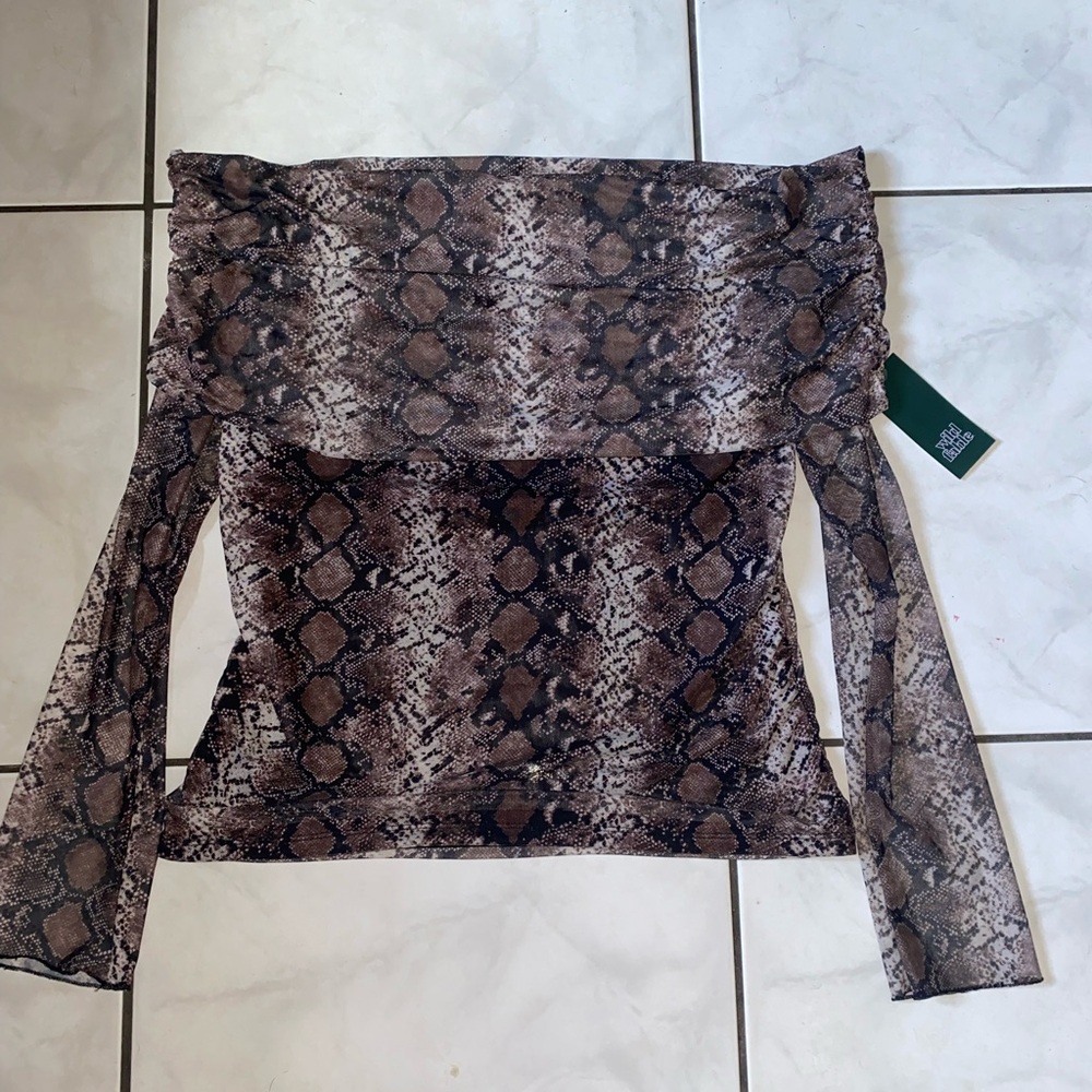 Wild Fable Black and Brown Snake Print Top